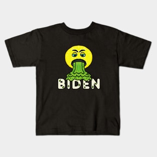 Funny Anti Biden Vomiting Emoji Kids T-Shirt